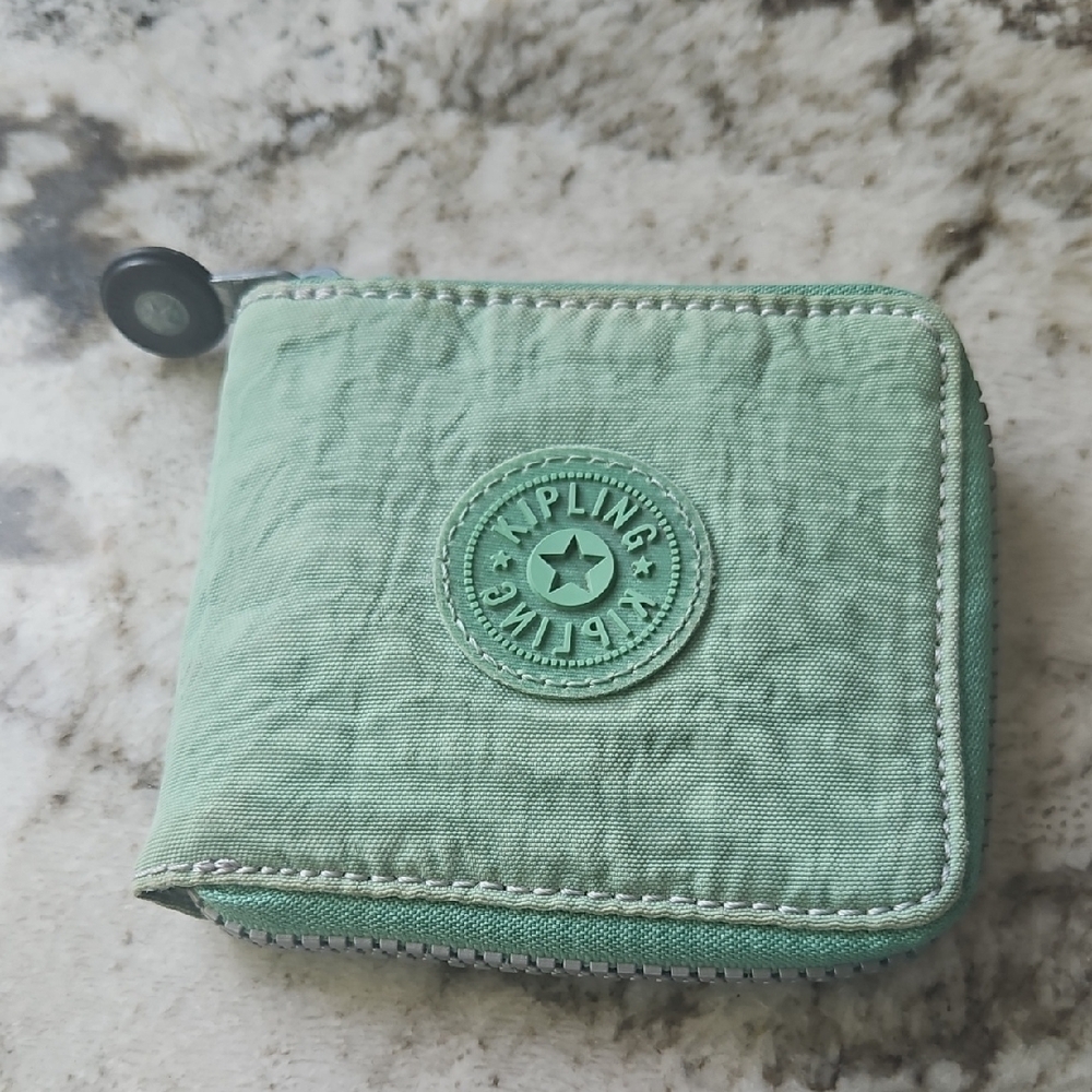 Kipling Mint Green Zip Wallet